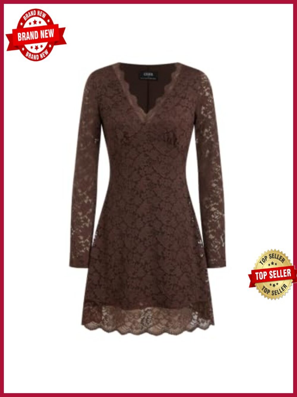 Lace Mini Dress V Neck Long Sleeve A Line Floral Lace Going Out